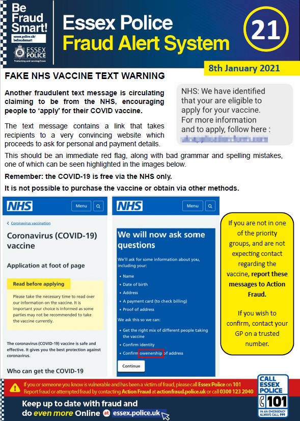 Scam Awareness - NHS Vaccine
