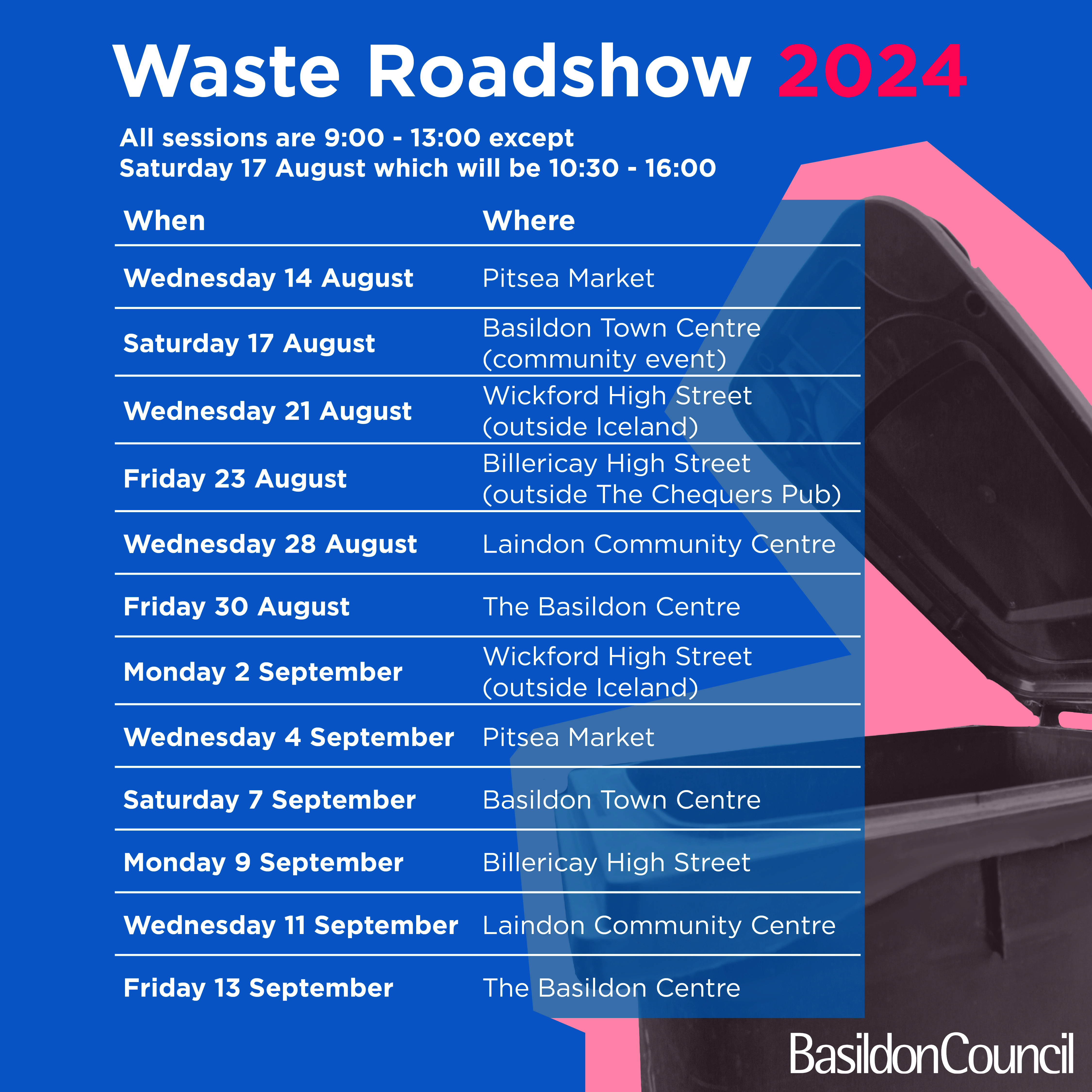Basildon Council Bin Collection Roadshows