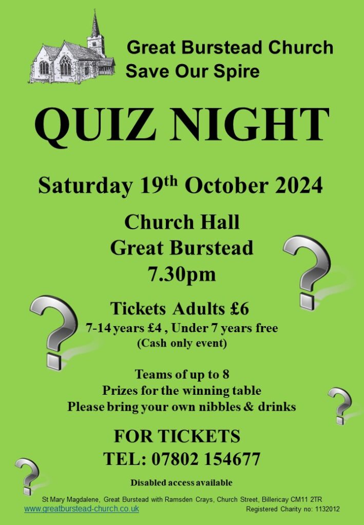 Great Burstead Church Fundraiser Quiz Night