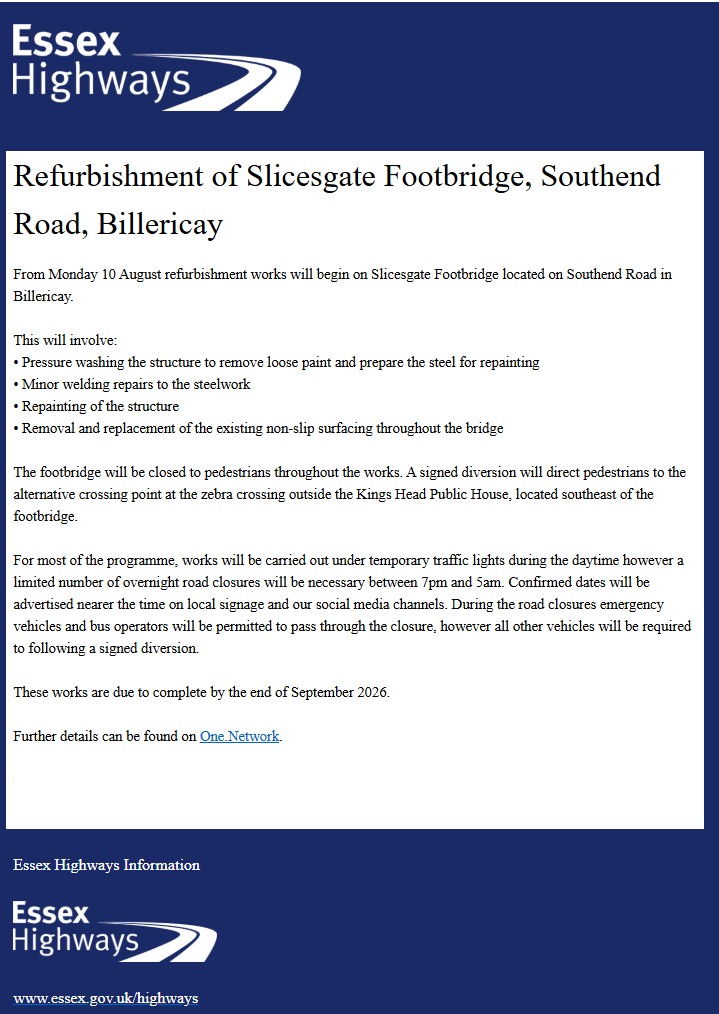 Refurbishment - Footbridge - Southend Road